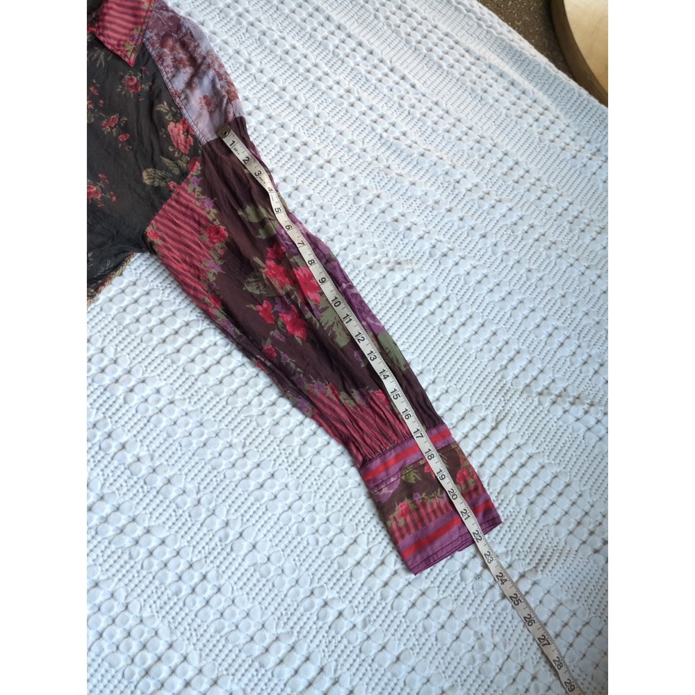 Free People Flower Patch Cotton Button-Front Top Size Medium Multicolor - Picture 9 of 12